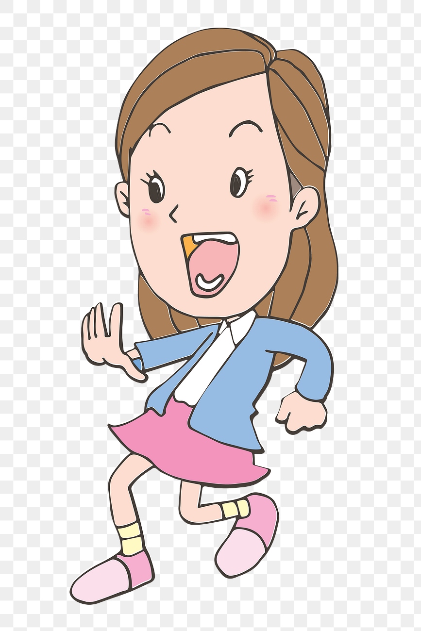 Cheerful girl cartoon png clipart