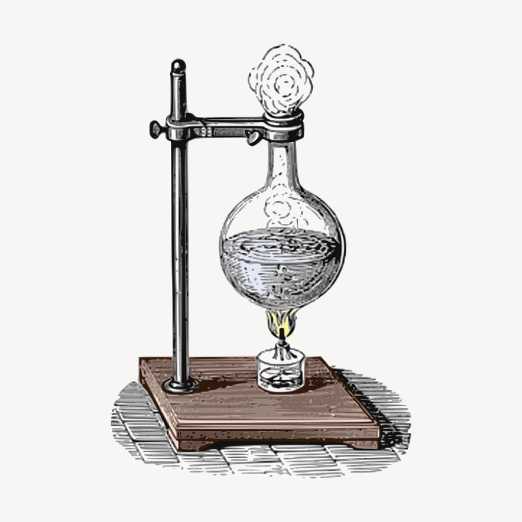 Chemistry science experiment illustration, vintage