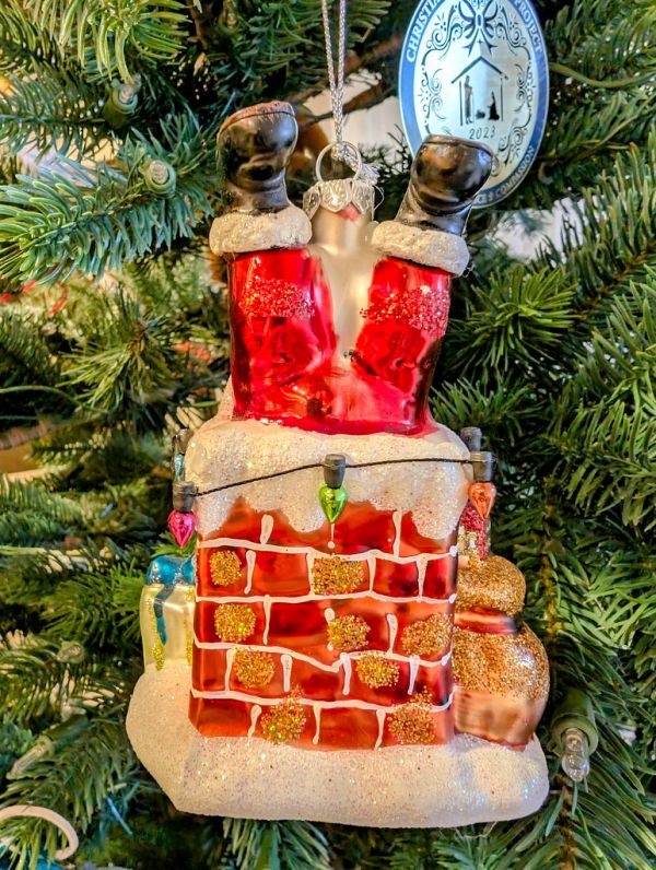 Christmas Tree Ornament -- Santa Down!