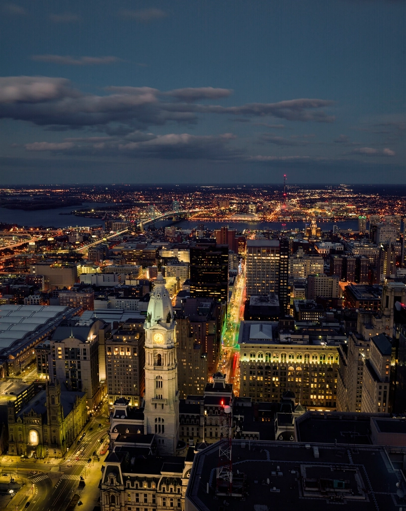 city skyline dusk Philadelphia, Pennsylvania