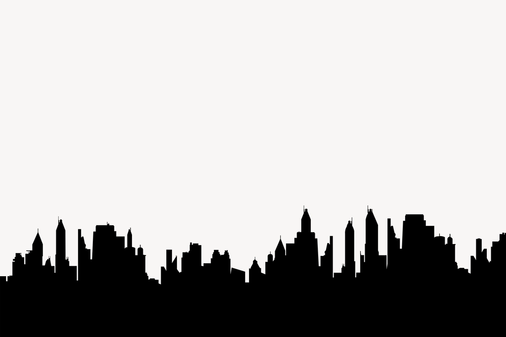 City skyline silhouette border, cityscape