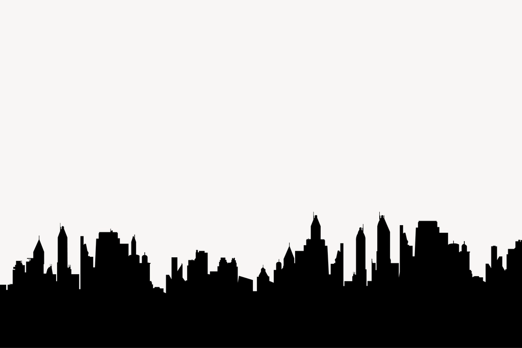 City skyline silhouette border, cityscape
