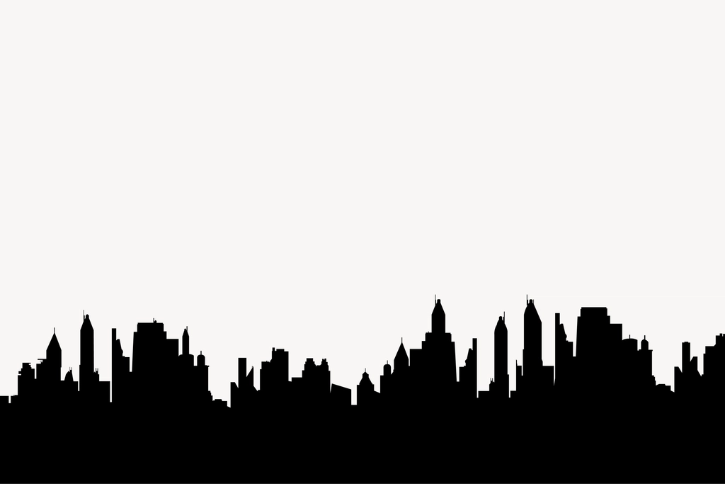 City skyline silhouette border, cityscape