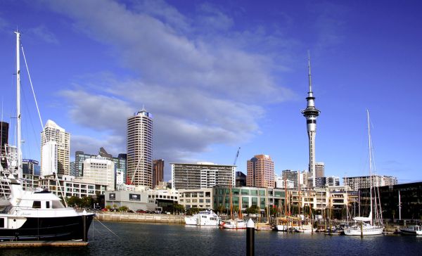 City skyline with Skytower
