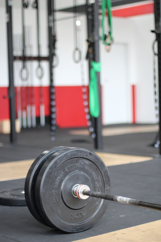 Closeup weight plates bar gym