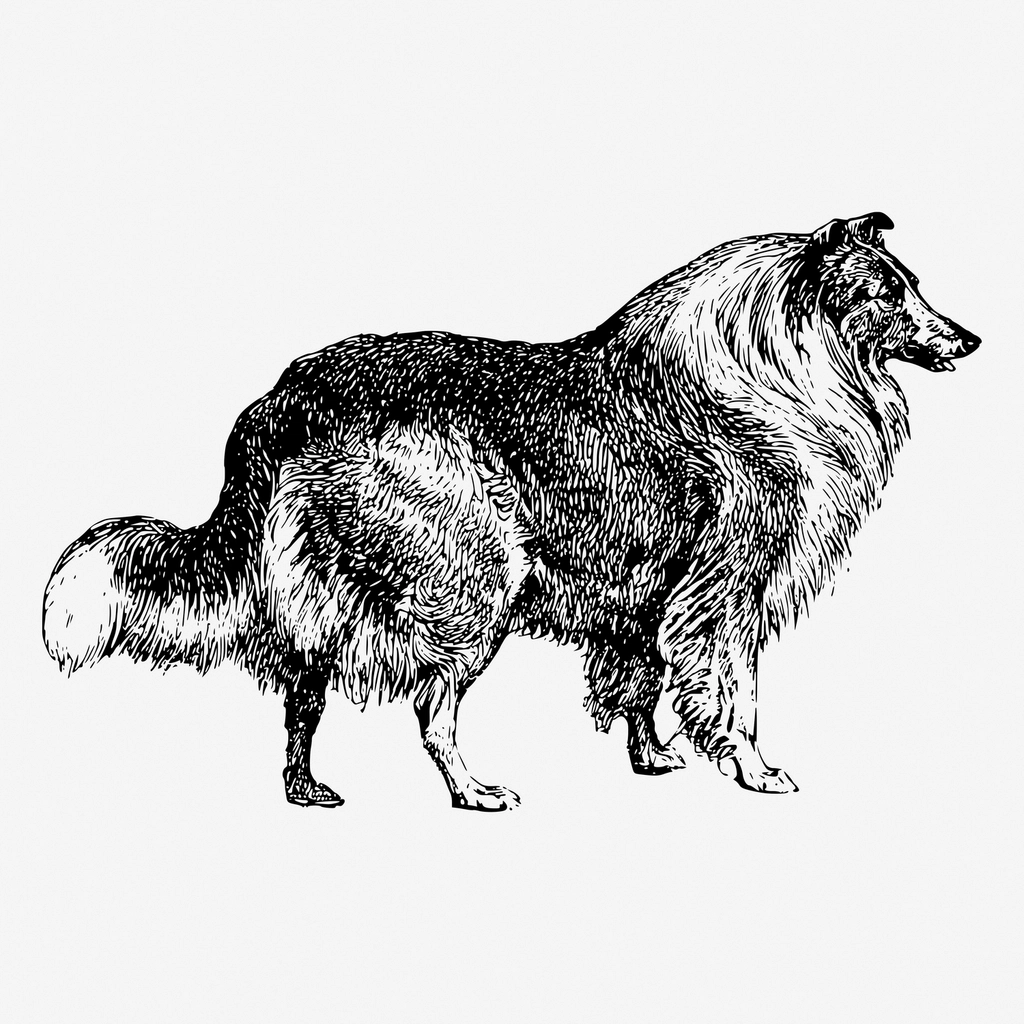 Collie dog hand drawn illustration