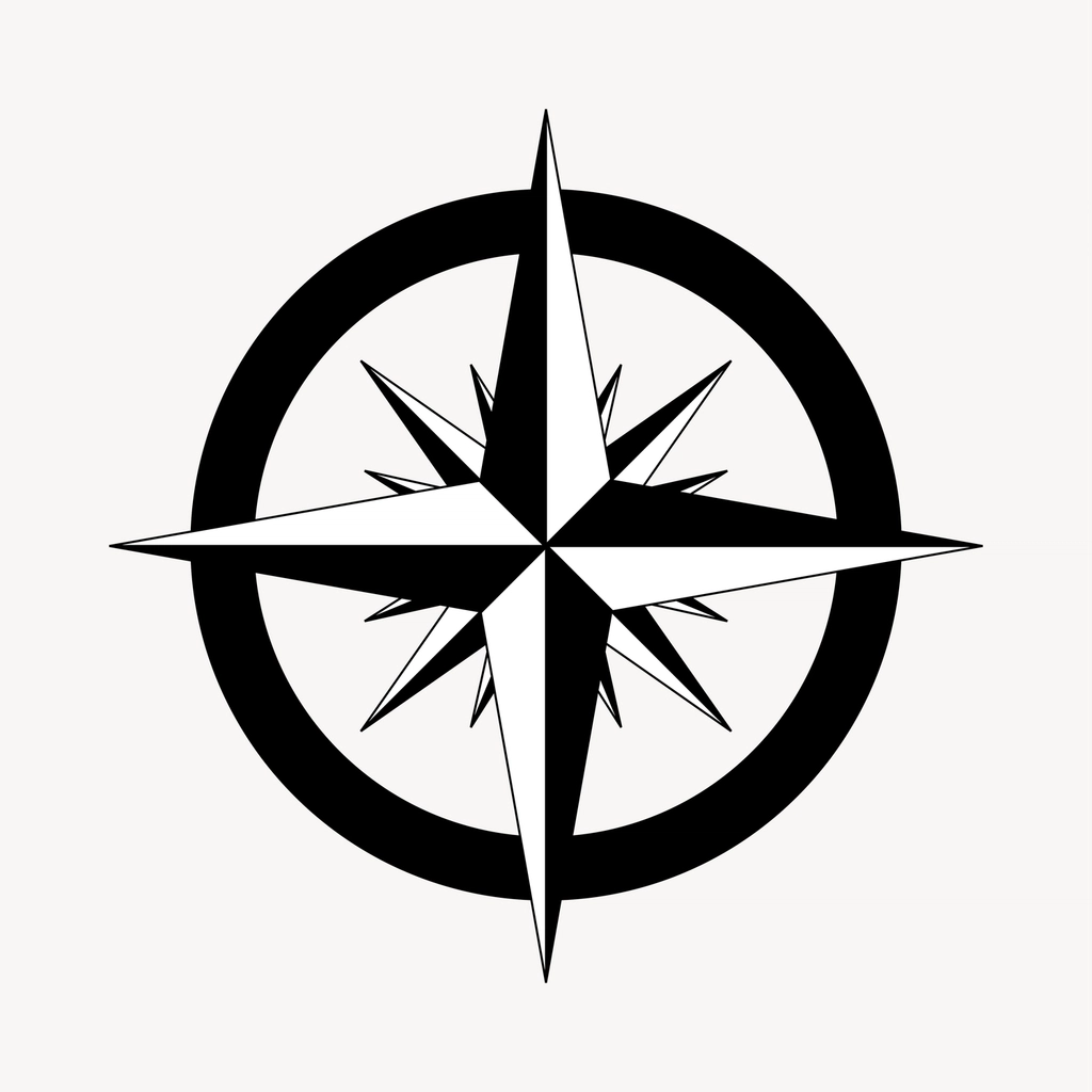 Compass rose clipart, drawing illustration