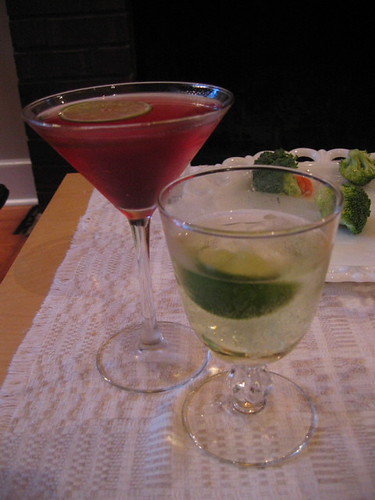 Cool food and drink at John, Rebecca and Lisa's place celebrating their beautiful new dining and living room