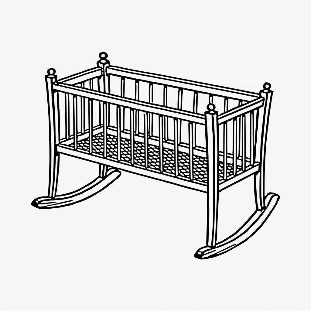 Cradle clipart, vintage hand drawn