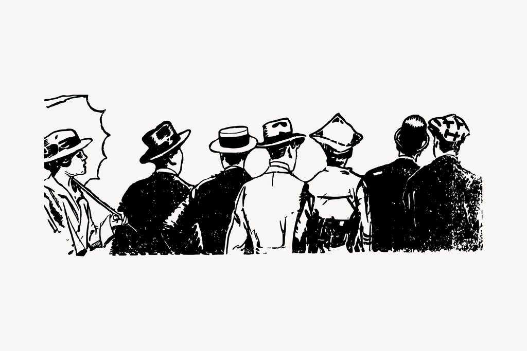 Crowd back clipart, drawing illustration