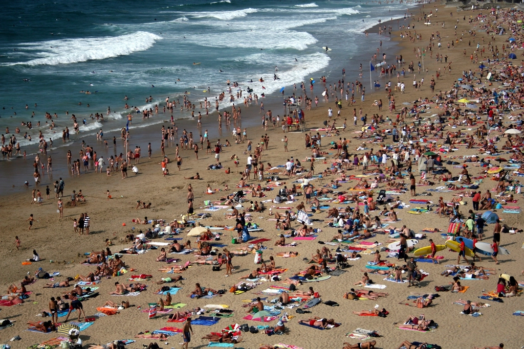 Crowded beach summer