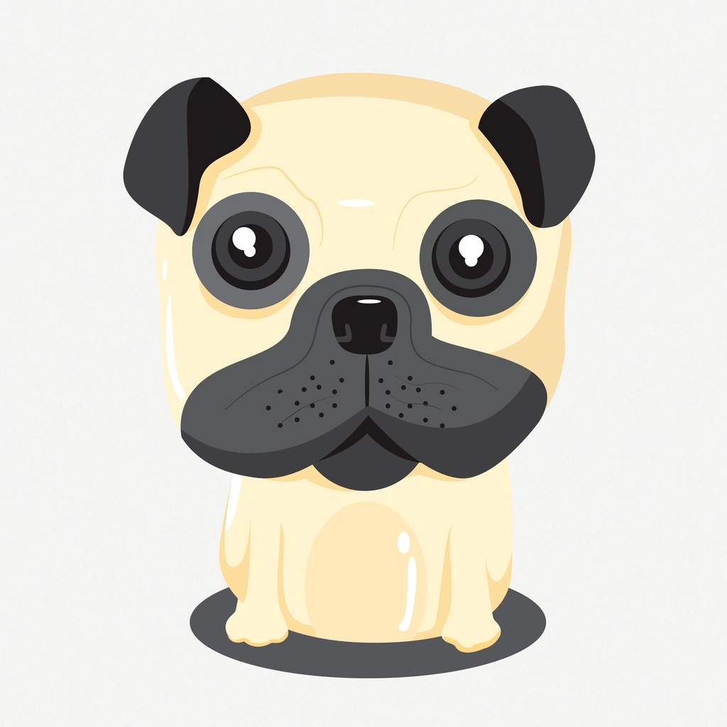 Cute pug dog clipart, cartoon