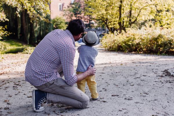 Dad and son in the park