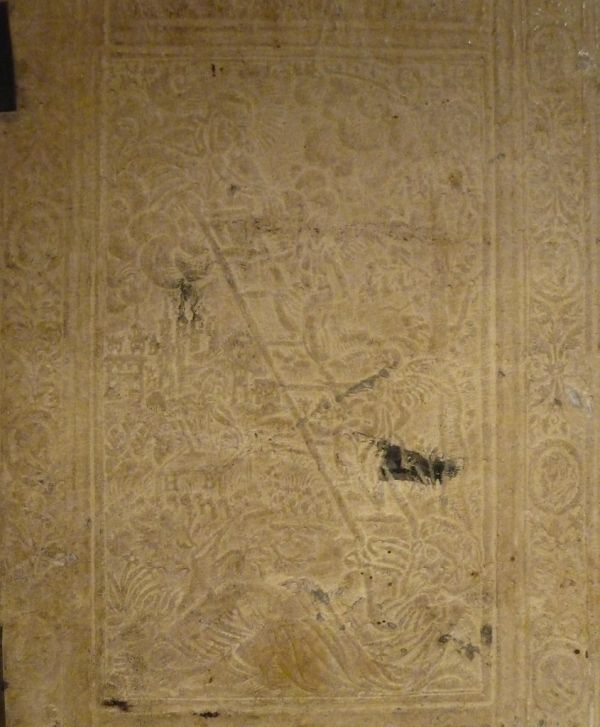 Detail of central panel of lower board illustrating Jacob's ladder (Genesis 28:10-21)