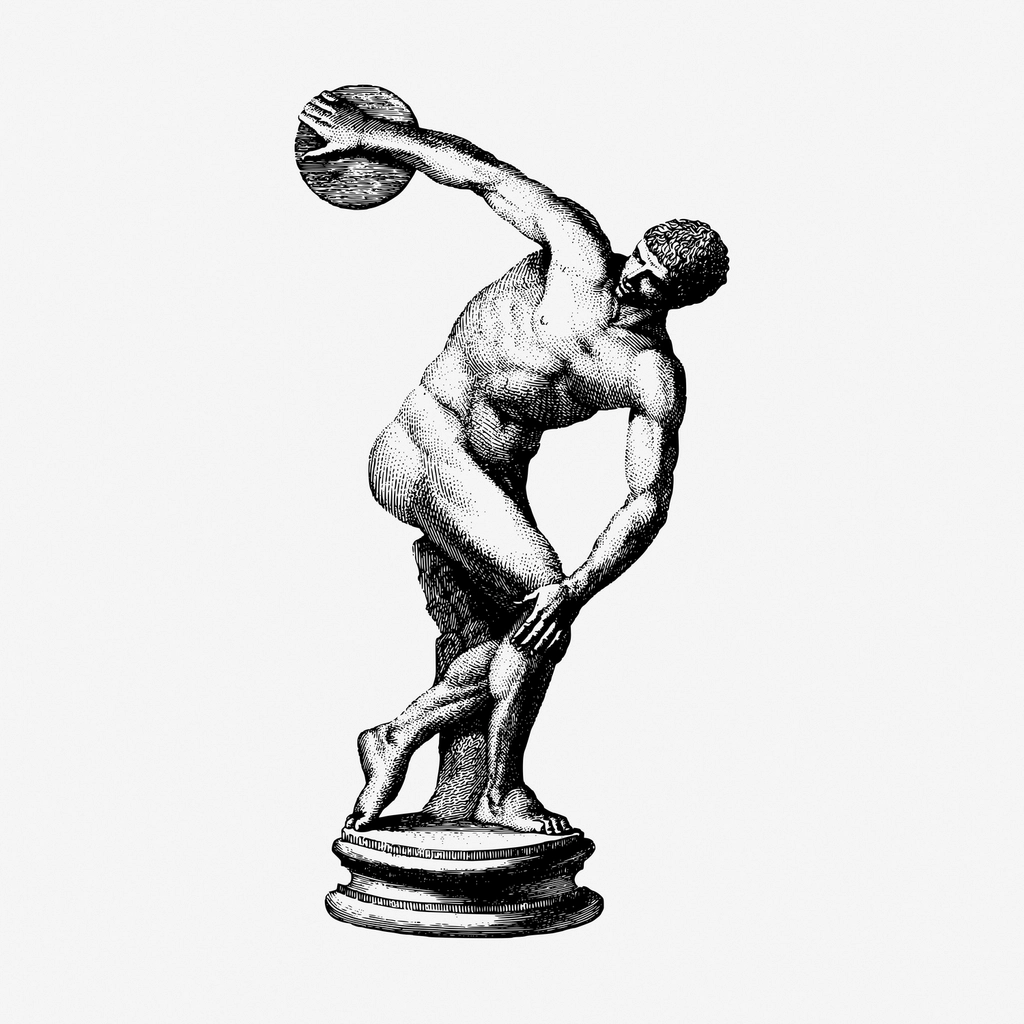 Discus athlete statue hand drawn