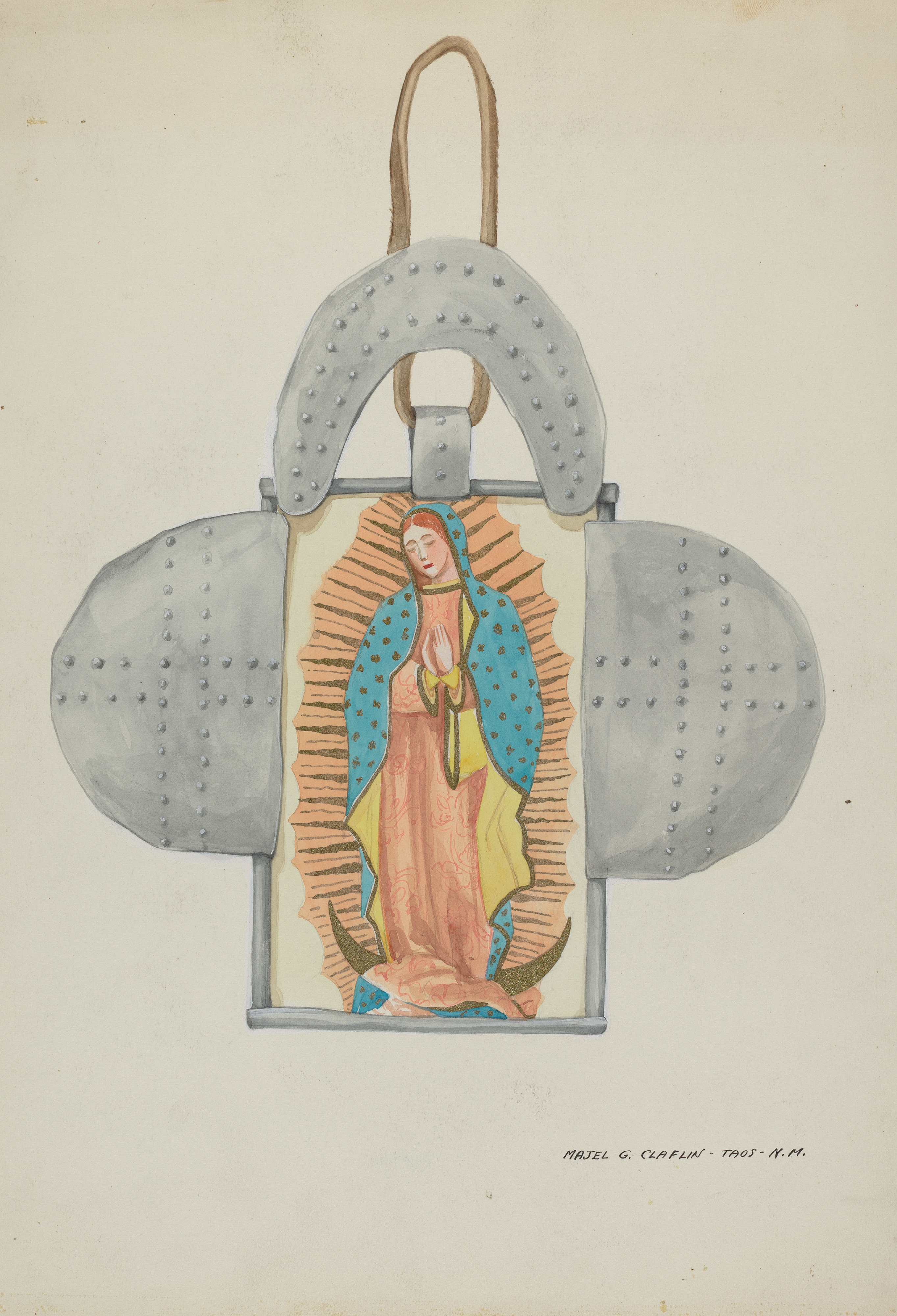 <div class='fn'> <i>Hand Drawn Guadalupe in Tin Form </i></div>