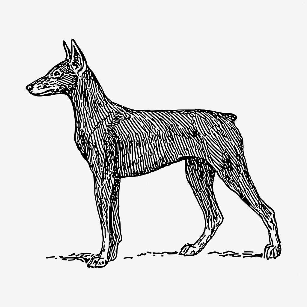 Doberman dog hand drawn illustration