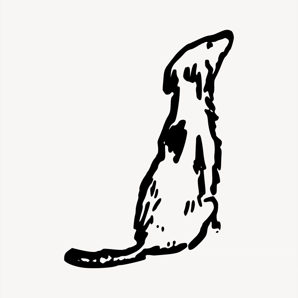 Dog line art clipart, vintage