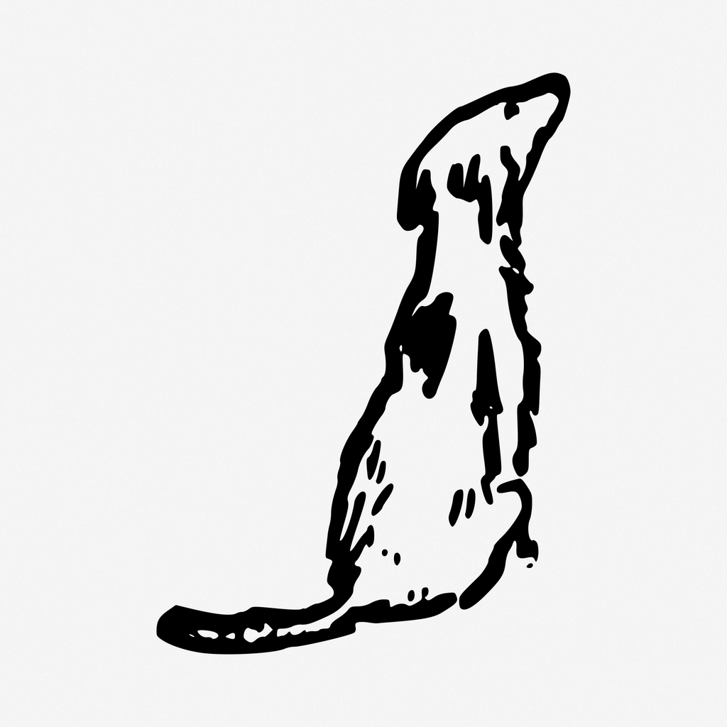 Dog line art drawing, vintage