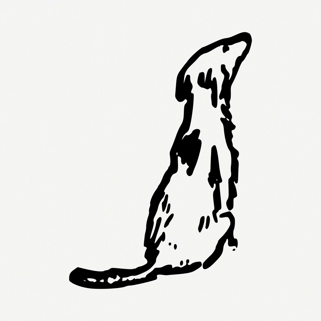 Dog line art drawing, vintage