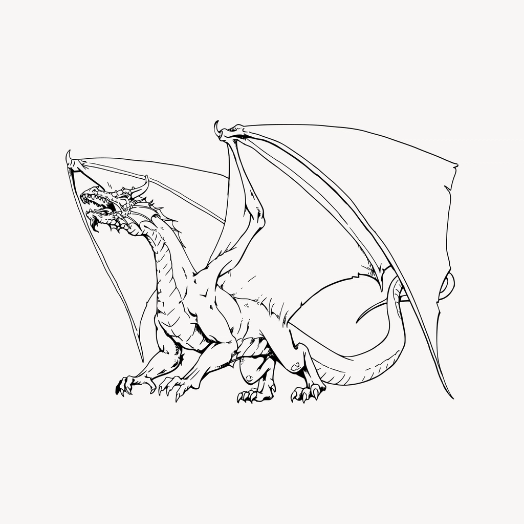 Dragon clipart, drawing illustration vector