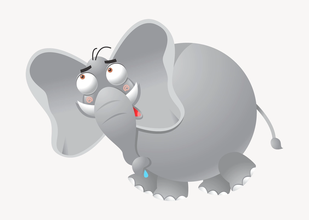 Elephant clipart, cartoon animal illustration