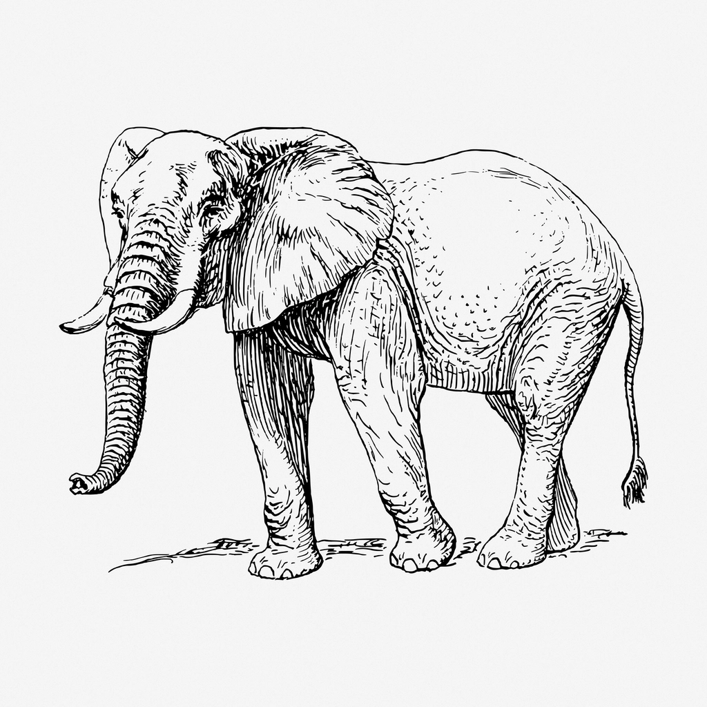 Elephant hand drawn illustration