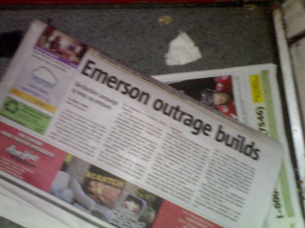 Emerson outrage builds