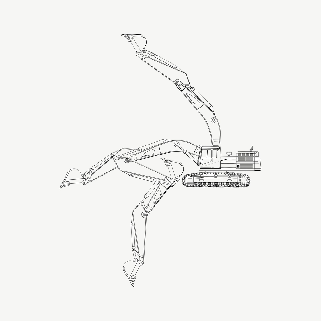 Excavator Line Art clip art
