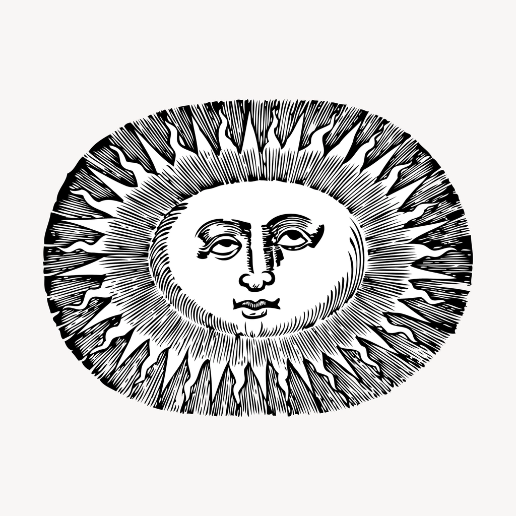 Face sun hand drawn clipart