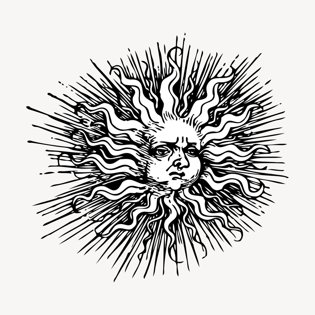 Face sun hand drawn clipart