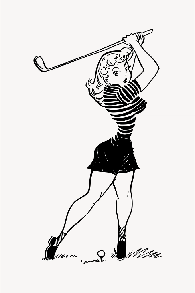 Female golfer clipart, cartoon character