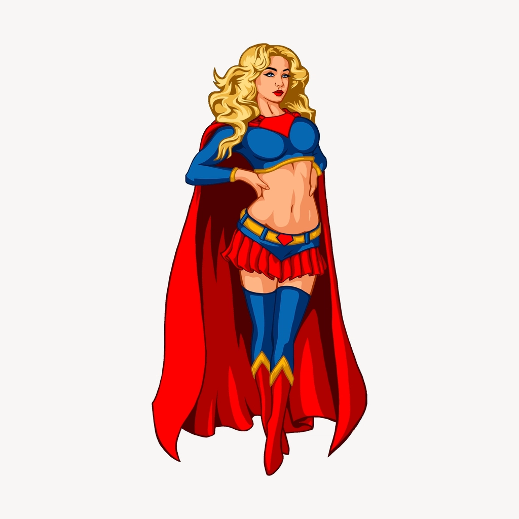 Female superhero clipart, cartoon character