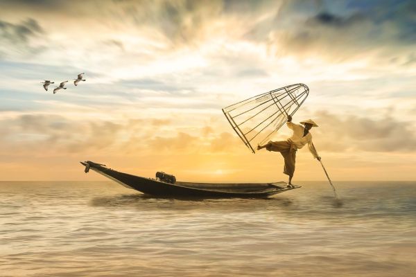 Fisher on boat
