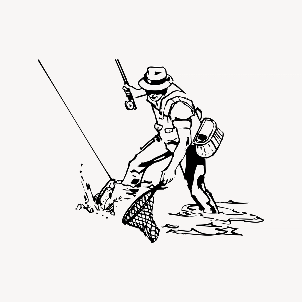 Fisherman clipart, drawing illustration vector