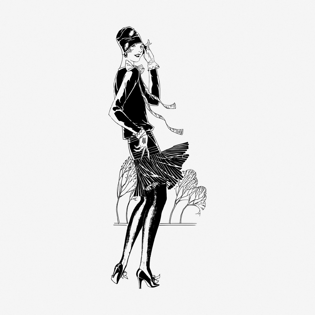 Flapper lady hand drawn illustration
