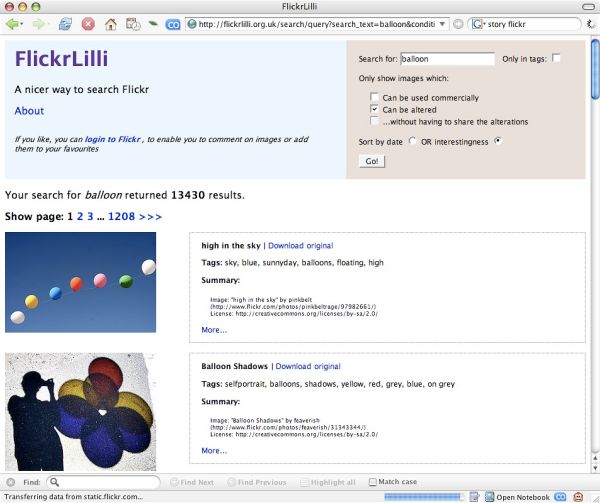 FlickrLilli - Finding Creative Commons Licensed Images