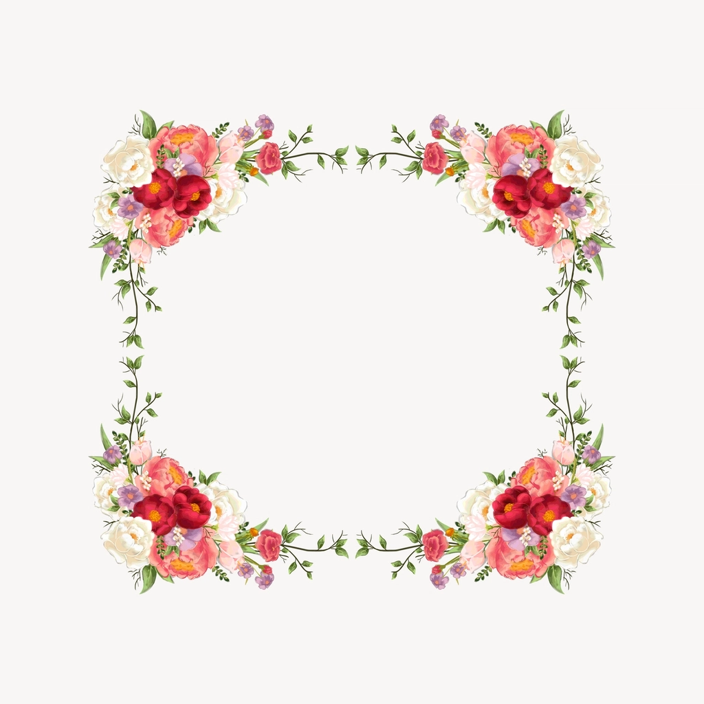 Flower frame clipart, drawing illustration