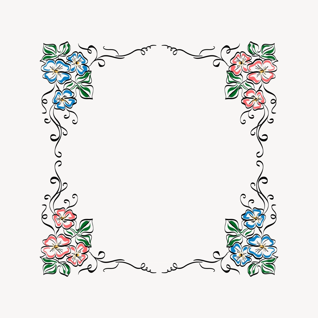 Flower frame clipart, drawing illustration
