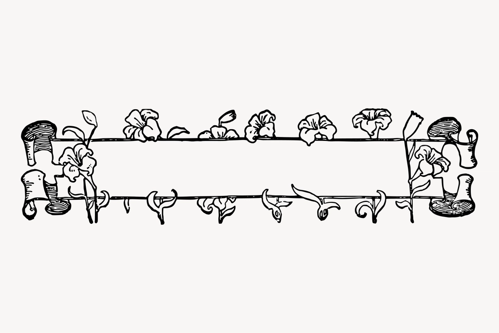 Flower ribbon banner line art