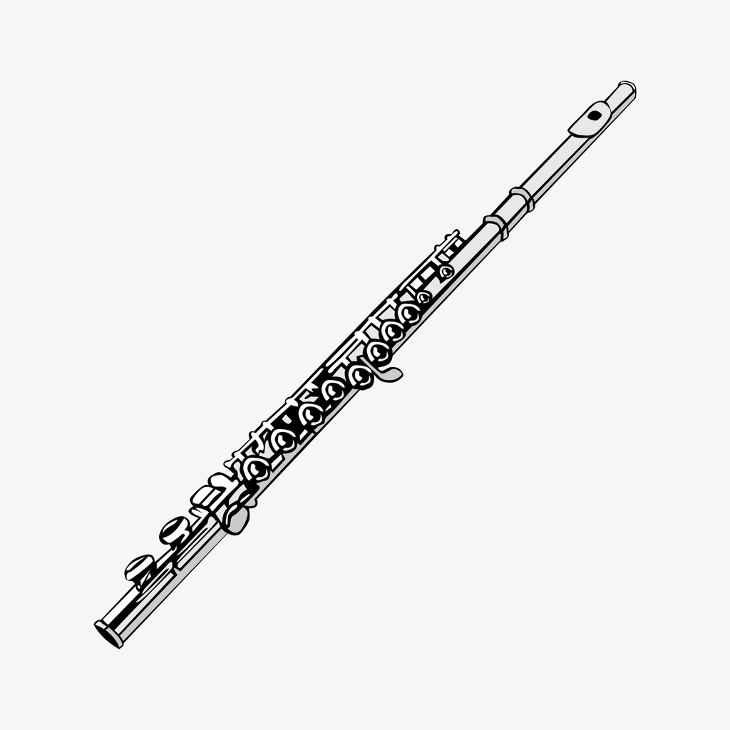 Flute drawing, musical instrument illustration