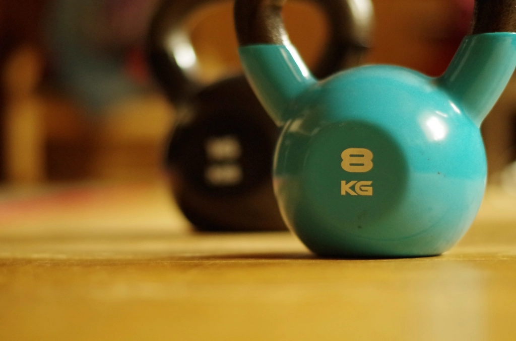 Free weight kettlebells floor closeup