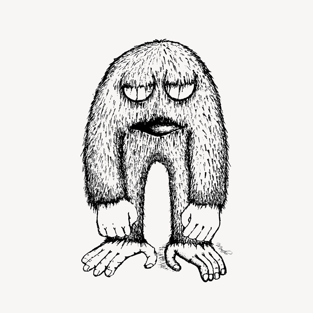 Fur monster drawing, cartoon character