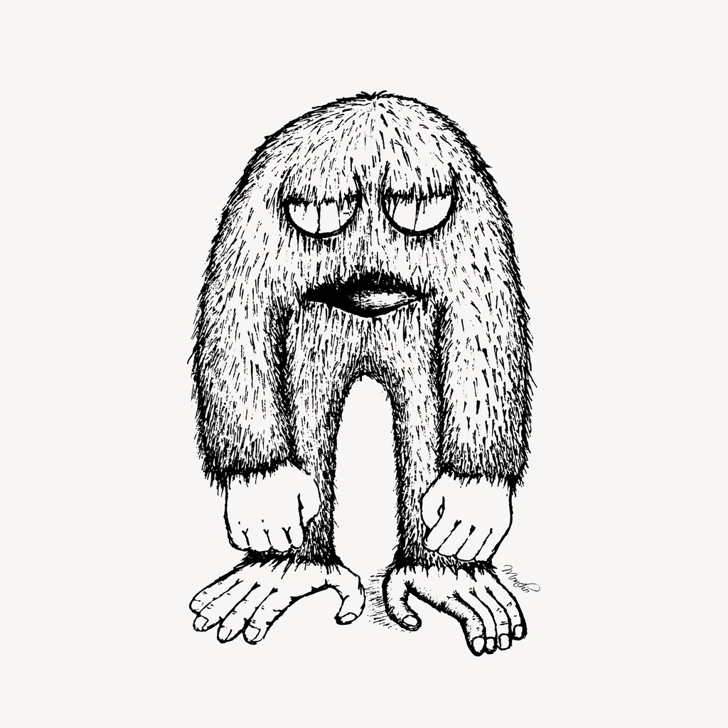 Fur monster drawing, cartoon hand