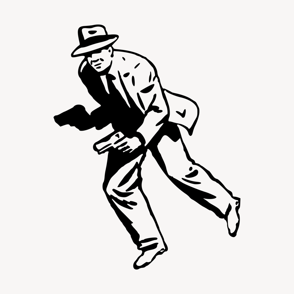 Gangster cartoon character clipart, vintage