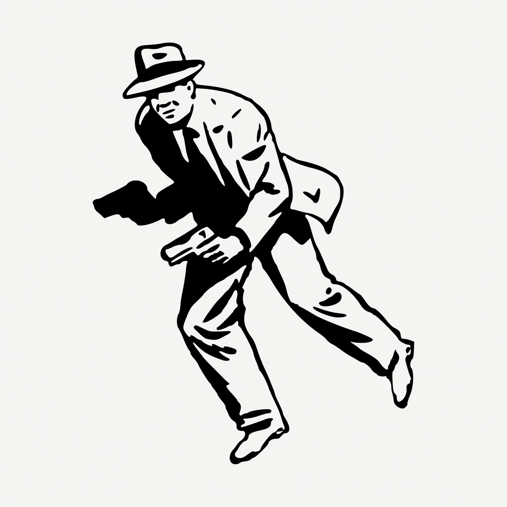 Gangster cartoon character drawing, vintage