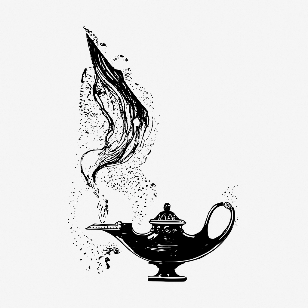 Genie lamp hand drawn illustration