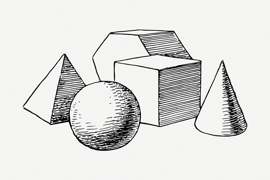 Geometric shapes drawing, vintage illustration