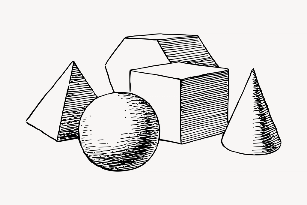 Geometric shapes drawing, vintage illustration