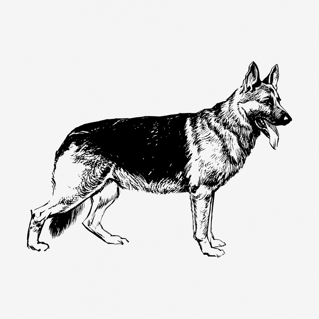 German Shepherd dog hand drawn